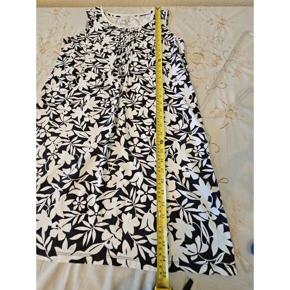 Lands‎ End Tank Dress Black White Floral Print Hibiscus Womens M/P 10-12 - Picture 5 of 7